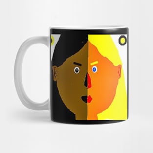 Human Race Illustration on Black Background Mug